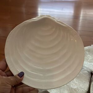 SIX - 8” pottery barn clam shell plates
